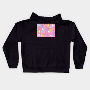 Origami Animals on Pink Stripes Kids Hoodie